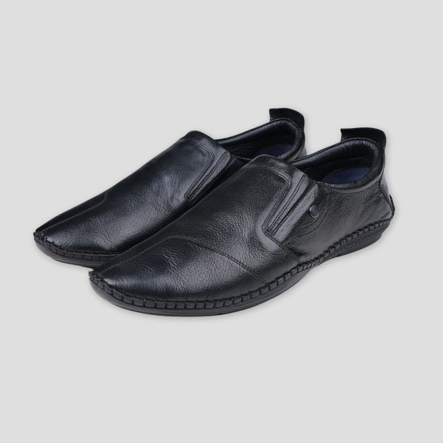 Ezok Black Casual Leather Shoes For Men
